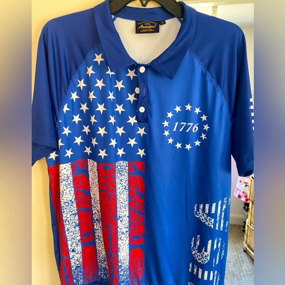 EUC American Flag Polo